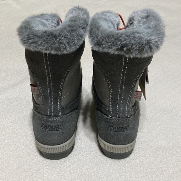 Khombu NWT Janet Winter Boots Gray Cinch Closure Faux Fur Memory Foam Size 8W - Picture 2 of 14